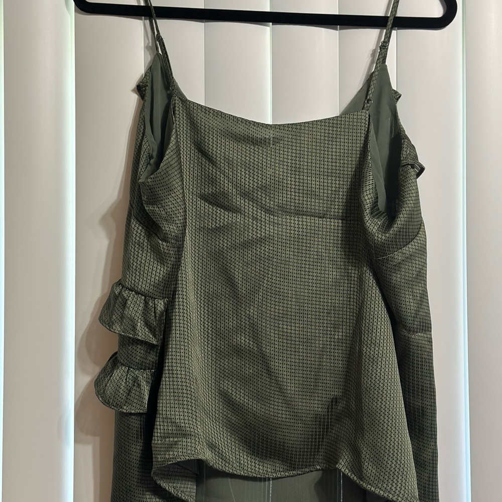 Express Olive Ruffle Blouse - Picture 2 of 2